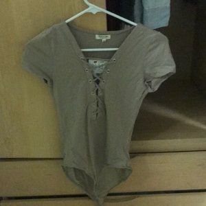 Beige/nude lace-up body suit